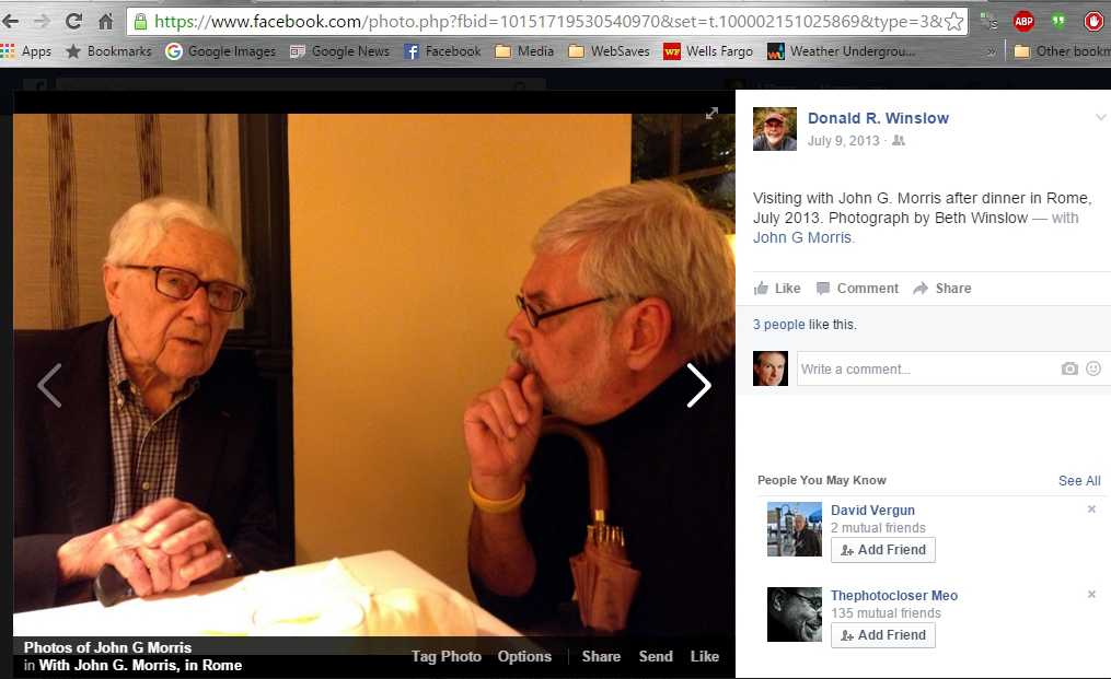 John G. Morris and Donald R. Winslow in Rome (Facebook screenshot) 